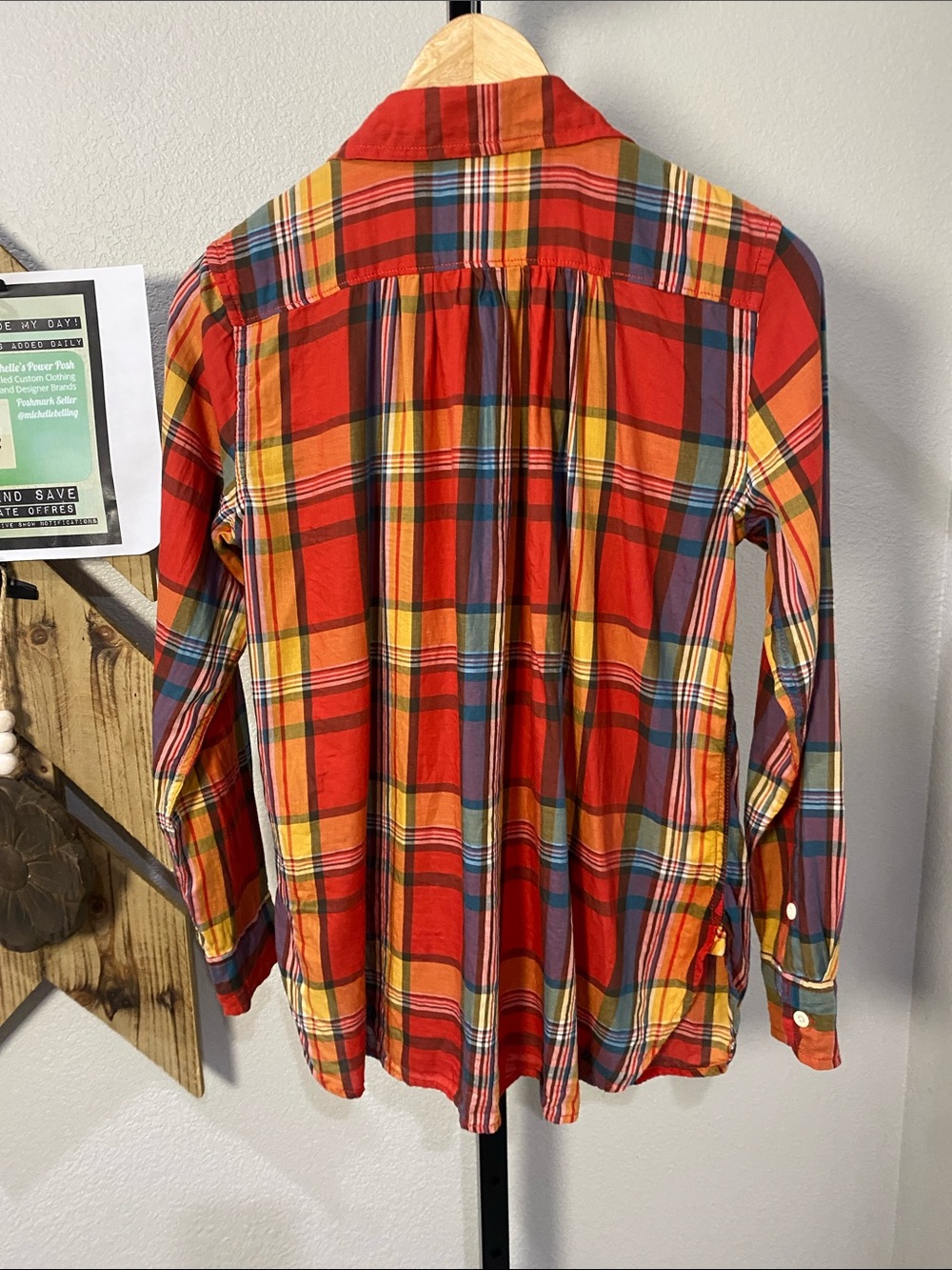 Ralph Lauren Red Orange Plaid Button-Down Shirt - Picture 3 of 3